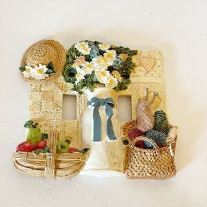 Figi Graphics Double Wall Switch Plate Cottagecore Country Decor Knitting 1997